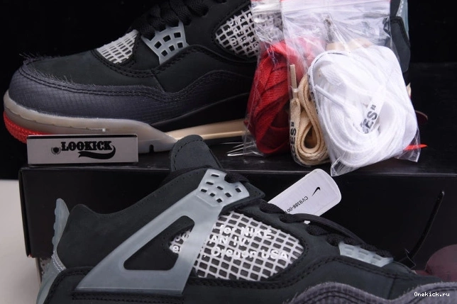 One Kick Retro Jordan CV9388-001 Air 4 x Off White Bred 0707